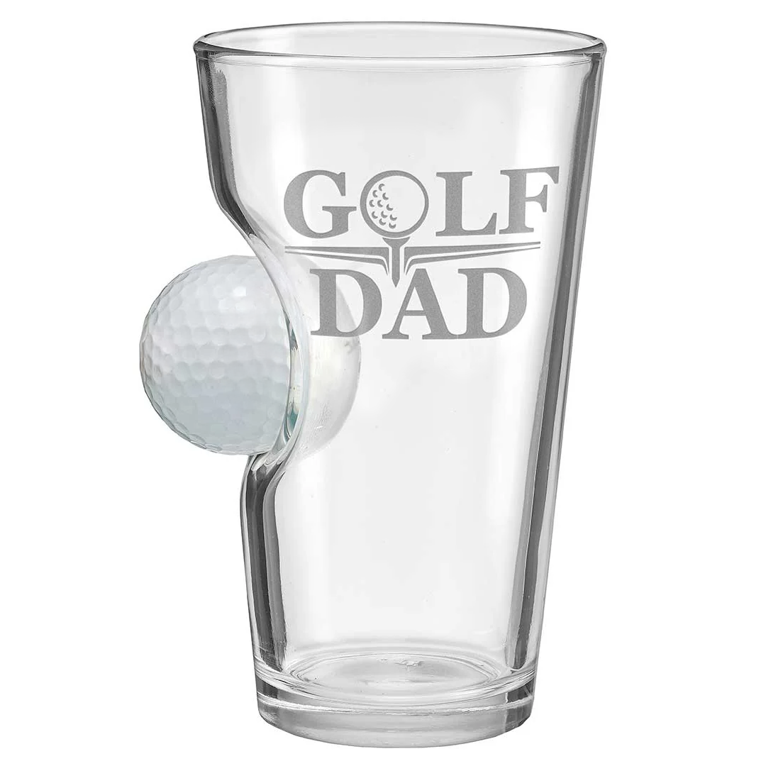 Best Dad By Par Personalized Golf Ball Glasses, Golf Whiskey Glass Set, Golf Gifts For Dad