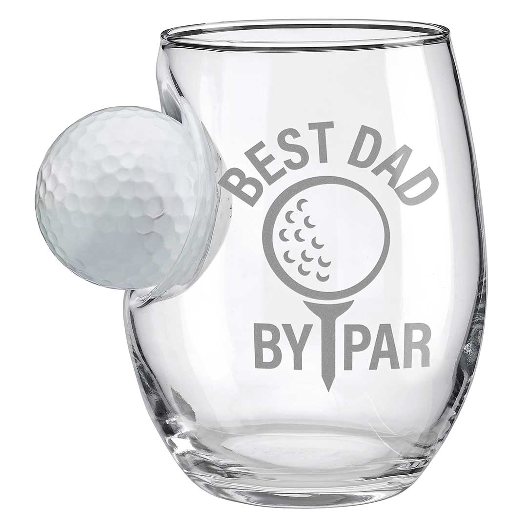 Best Dad By Par Personalized Golf Ball Glasses, Golf Whiskey Glass Set, Golf Gifts For Dad