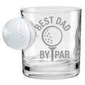 Best Dad By Par Personalized Golf Ball Glasses, Golf Whiskey Glass Set, Golf Gifts For Dad