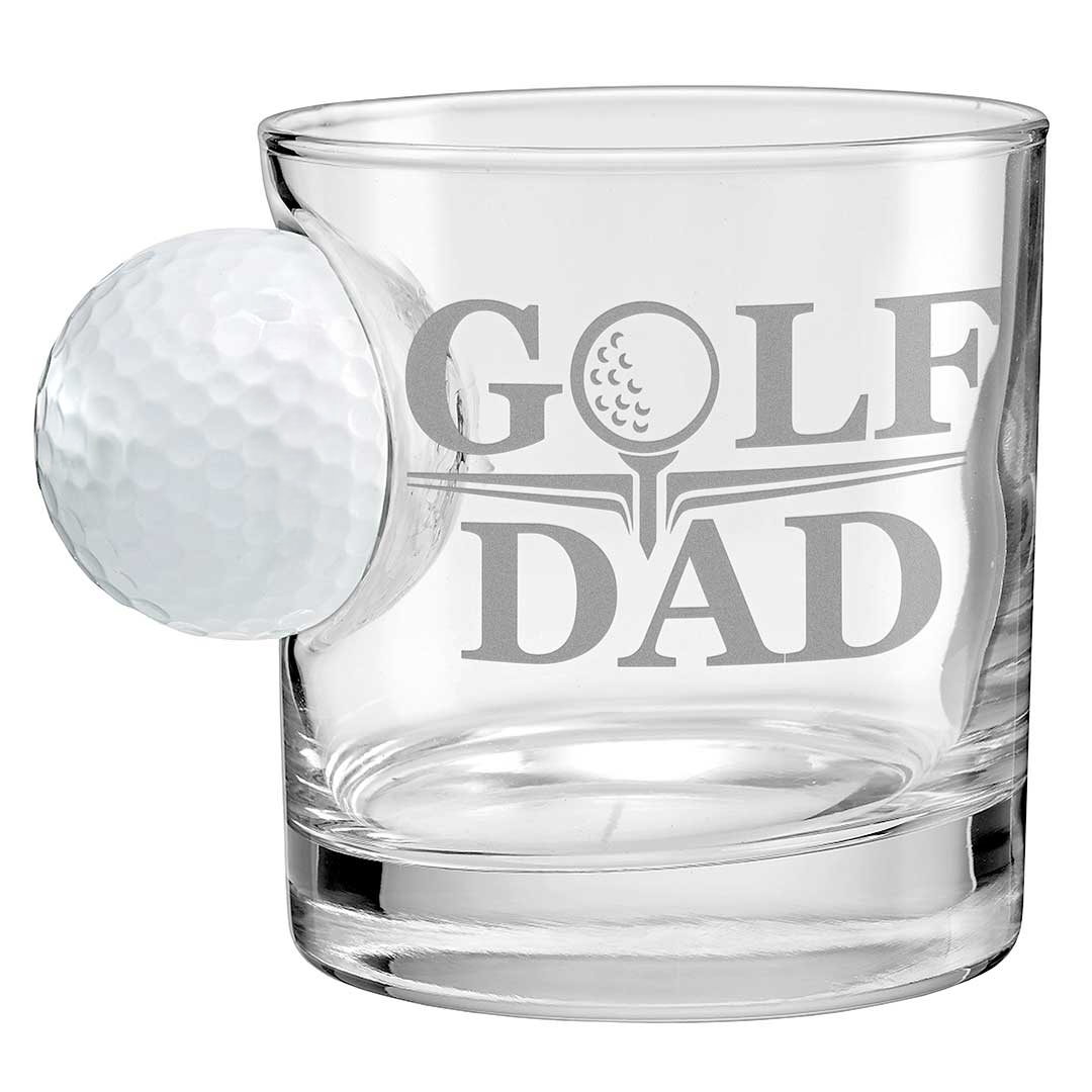Best Dad By Par Personalized Golf Ball Glasses, Golf Whiskey Glass Set, Golf Gifts For Dad