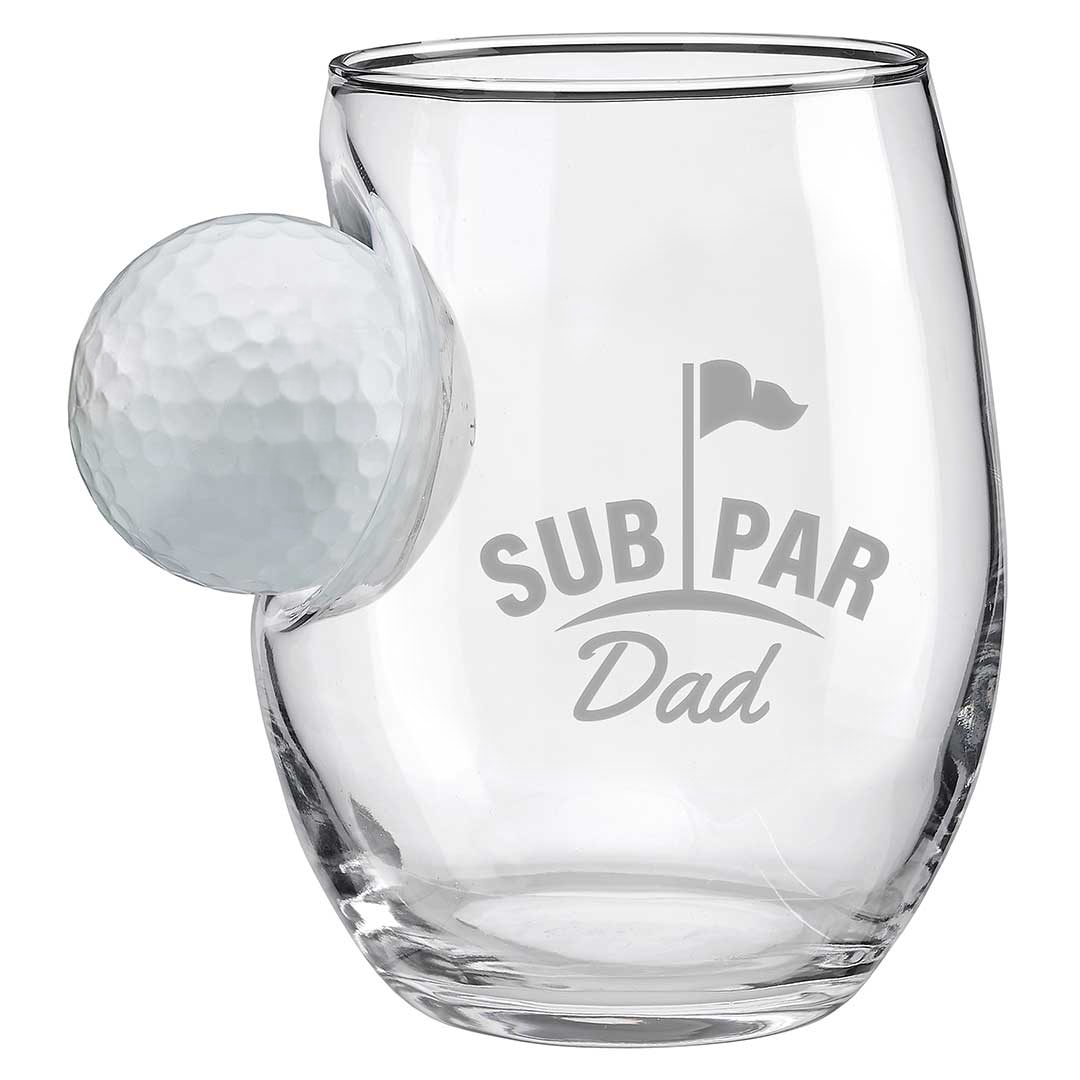 Best Dad By Par Personalized Golf Ball Glasses, Golf Whiskey Glass Set, Golf Gifts For Dad