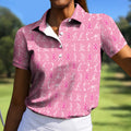 FREE SOCKS Funny Stick Figure Womens Golf Shirt, Breast Cancer Awareness Shirt, Pink Golf Shirt, Ladies Golf Shirt