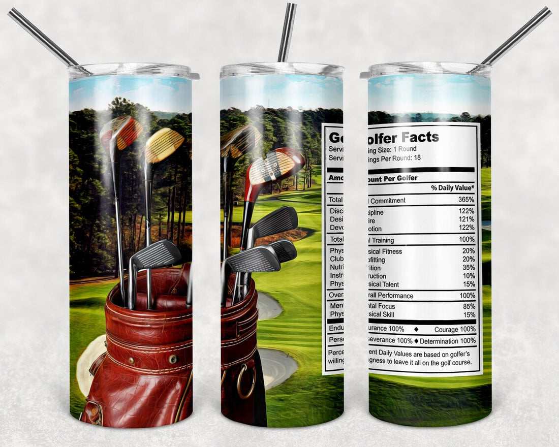 Golf Club Skinny Tumbler, Gift For Golfer, Stainless Steel Travel Mug