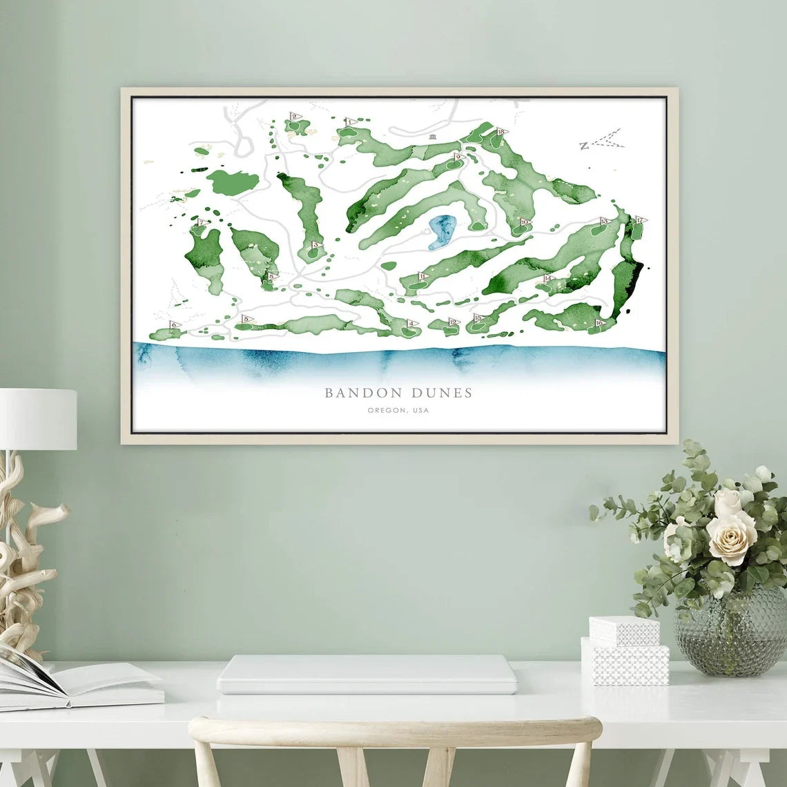 Pesonalized Golf Course Map Canvas, Golf Wall Art, Gift For Golfers