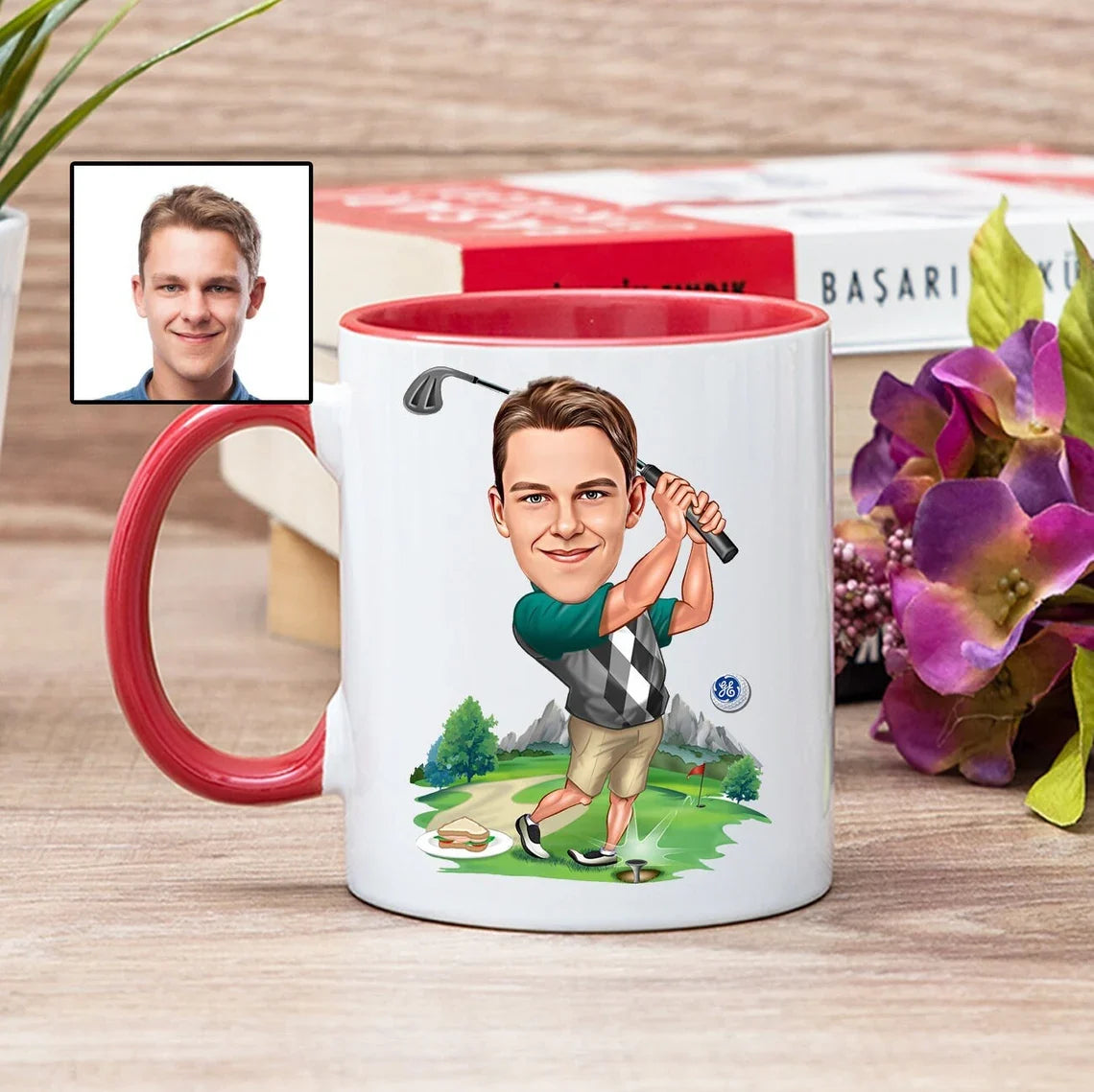 Customize Photo Golfer Accent Mug, Golf Mug, Gift For Golfers