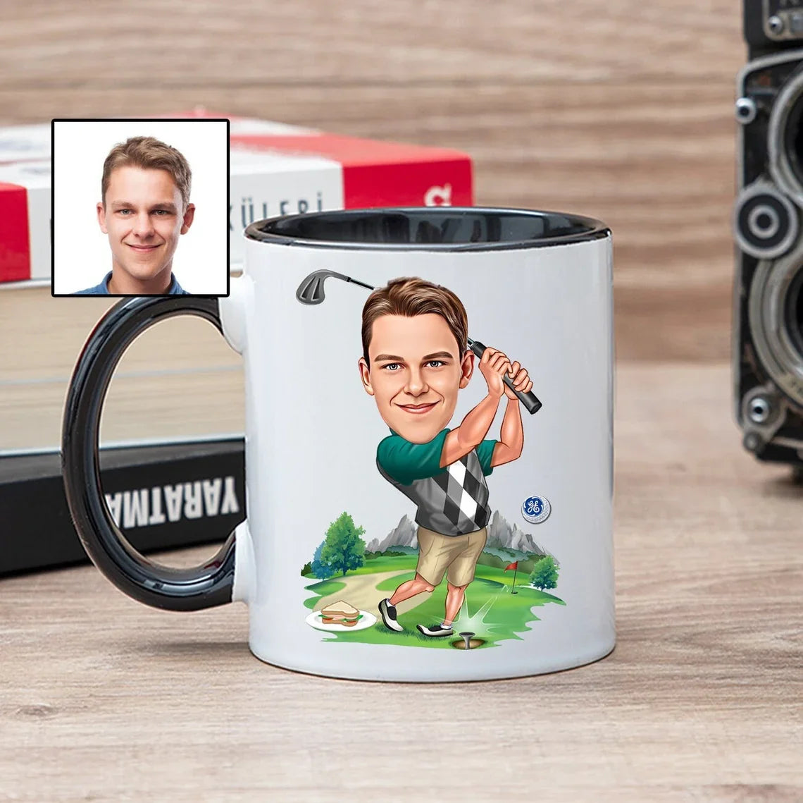 Customize Photo Golfer Accent Mug, Golf Mug, Gift For Golfers