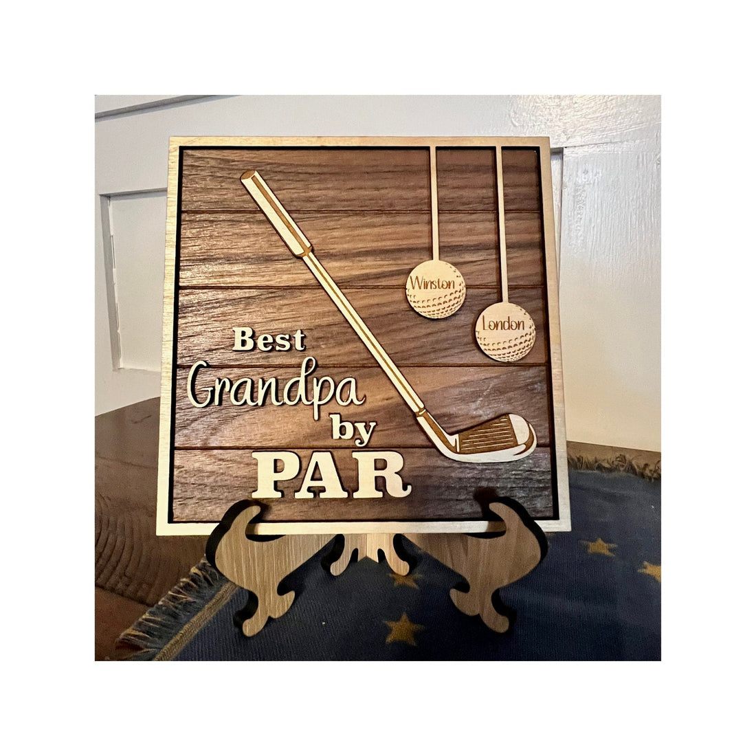 Best Dad By Par 2 Layered Custom Wood Sign, Christmas Golf Gift, Gifts For Dad And Grandpa