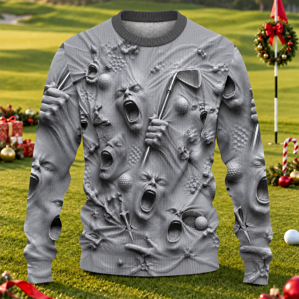 Screaming Face Halloween Golf Polo Shirt, Halloween Shirt For Men, Golf Shirts For Men
