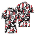 Red Black And White Camouflage Golf Polo Shirt, Golfing Apparel, Golf Clothing, Mens Golf Gift
