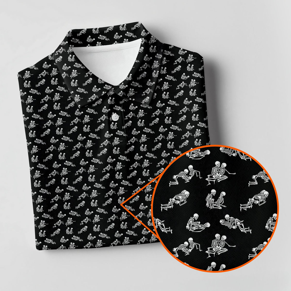 Funny Skeleton Golf Polo Shirt, Funny Position Golf Shirt, Dad Golf Shirt, Christmas Golf Gift
