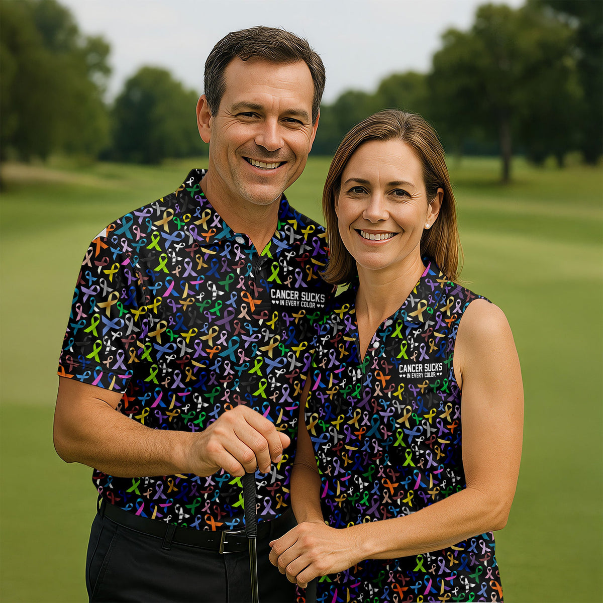 Cancer Sucks In Every Color Golf Shirt, Cancer Awareness Shirt, Couple Golf Shirt, Matching Golf Shirt