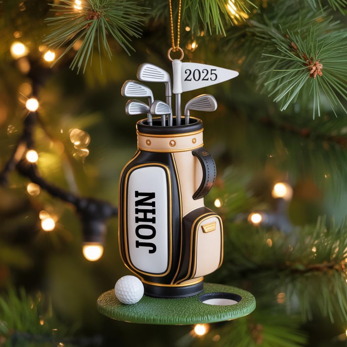 Custom Golf Bag Acrylic Ornament, Golf Keychain, Golf Accessories, Christmas Golf Gift, Gift For Golf Dad