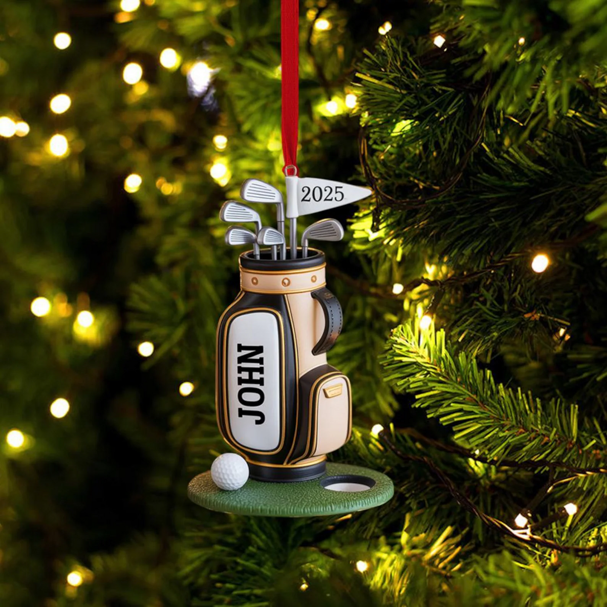 Custom Golf Bag Acrylic Ornament, Golf Keychain, Golf Accessories, Christmas Golf Gift, Gift For Golf Dad