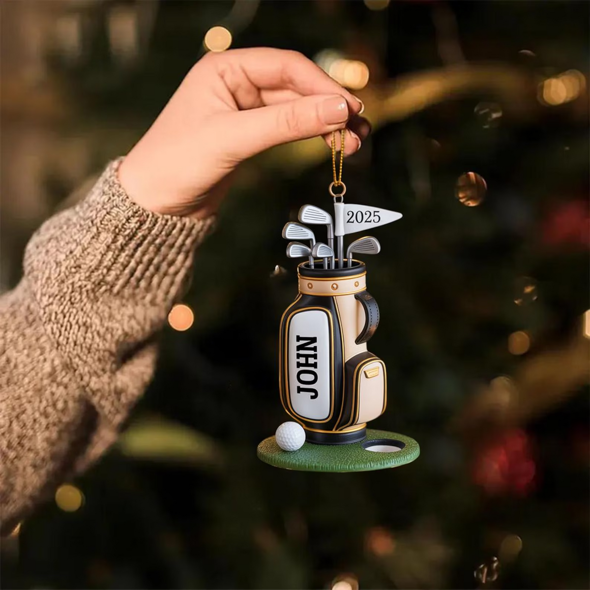 Custom Golf Bag Acrylic Ornament, Golf Keychain, Golf Accessories, Christmas Golf Gift, Gift For Golf Dad