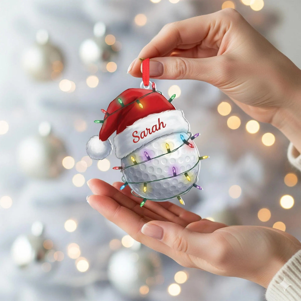 Personalized Golf Ball Christmas Ornament, Acrylic Ornament, Christmas Tree Ornaments, Gift For Golfer