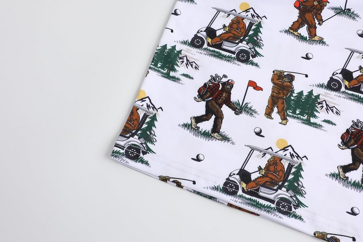 Bigfoot Sasquatch Playing Golf Funny Golf Polo Shirts, Golf Gift For Men, Golf Shirts For Men