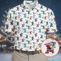 Christmas Characters Golf Pose Funny Golf Shirts, Christmas Golf Shirt, Couple Golf Shirt, Matching Golf Shirt