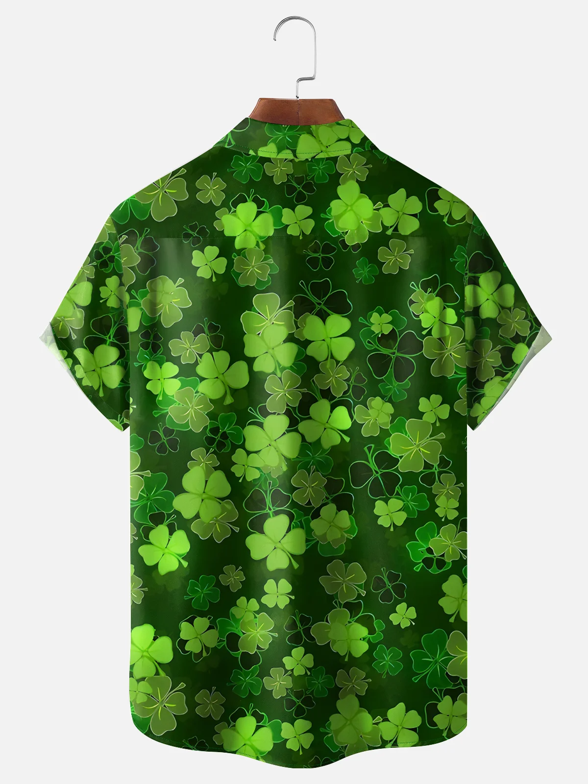 St. Patrick's Day Four Leaf Clover Tropical Vibe Hawaiian Golf Shirt,  Men's Golf Shirt