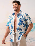 Sea Turtle Pattern Hawaiian Golf Shirt,  Men's Golf Shirt, Ocean Vibe Tropical Vibe Funny Golf Shirt