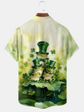 St. Patrick's Day Frog Family Four-Leaf Clover Green Hawaiian Golf Shirt, Tropical Vibe Men's Golf Shirt