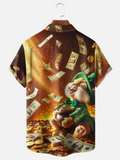 St Patrick‘s Day Shamrock Gold Coins US Dollars Easter Bunny Hawaiian Golf Shirt,  Men's Golf Shirt