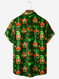 Green Irish St. Patrick's Day Lucky Clover Gold Coins Hawaiian Golf Shirt, Tropical Vibe Men's Golf Shirt