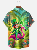 St. Patrick's Day Pygmy Hawaiian Flamingo Hawaiian Golf Shirt, St Paddy's Day Tropical Vibe Men's Golf Shirt