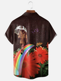 Fun Rainbow Collage Art Hawaiian Golf Shirt, Unique Golf Shirt, Tropical Vibe Funny Golf Shirt