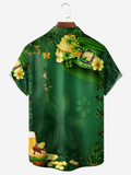 Green St. Patrick'S Day Luck By Alice Meow Hawaiian Golf Shirt, Holiday Hawaiian Shirt, Tropical Vibe Men's Golf Shirt