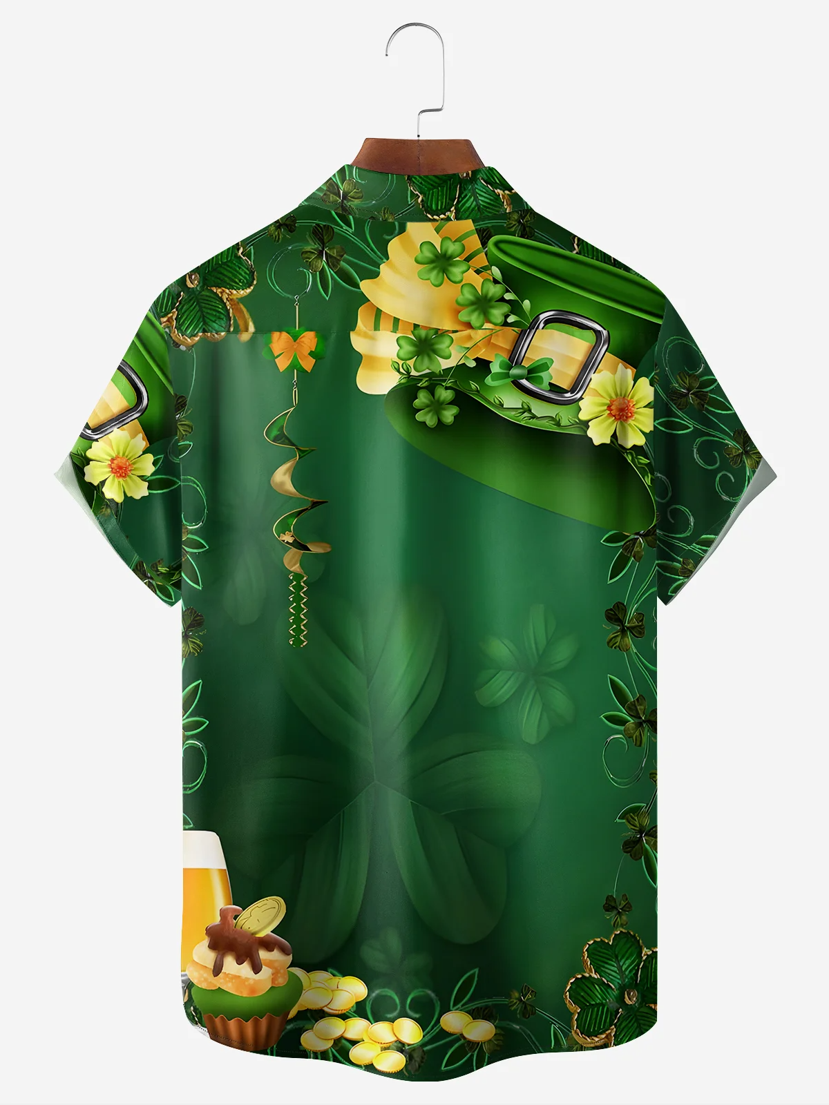 Green St. Patrick'S Day Luck By Alice Meow Hawaiian Golf Shirt, Holiday Hawaiian Shirt, Tropical Vibe Men's Golf Shirt