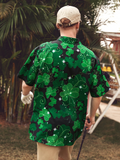 Green St. Patrick's Day Lucky Clover Gold Coins Beauty Hawaiian Golf Shirt, Tropical Vibe Men's Golf Shirt