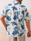 Sea Turtle Pattern Hawaiian Golf Shirt,  Men's Golf Shirt, Ocean Vibe Tropical Vibe Funny Golf Shirt