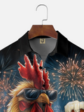 Rooster Beer USA Patriotic Hawaiian Golf Shirt, 250th Anniversary Tropical Vibe Men's Golf Shirt