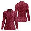 Funny Golf Pattern Polos Pink Golf Shirt For Women, Christmas Golf Shirt Polos, Ladies Golf Apparel