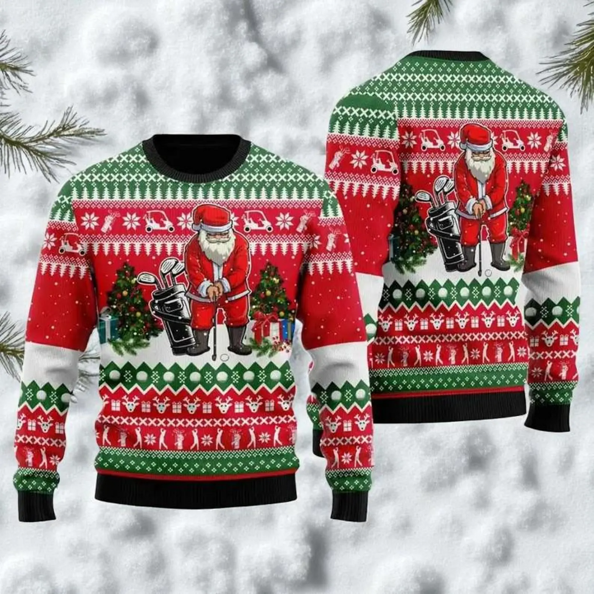 Santa Playing Golf Ugly Xmas Sweater, Golf Ugly Sweater, Christmas Golf Shirt, Golf Sweater