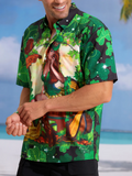 Green St. Patrick's Day Lucky Clover Gold Coins Beauty Hawaiian Golf Shirt, Tropical Vibe Men's Golf Shirt