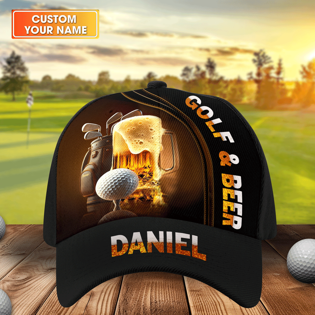 Golf And Beer Personalized Golf Cap, Gift For Dad, Golf Gift For Men