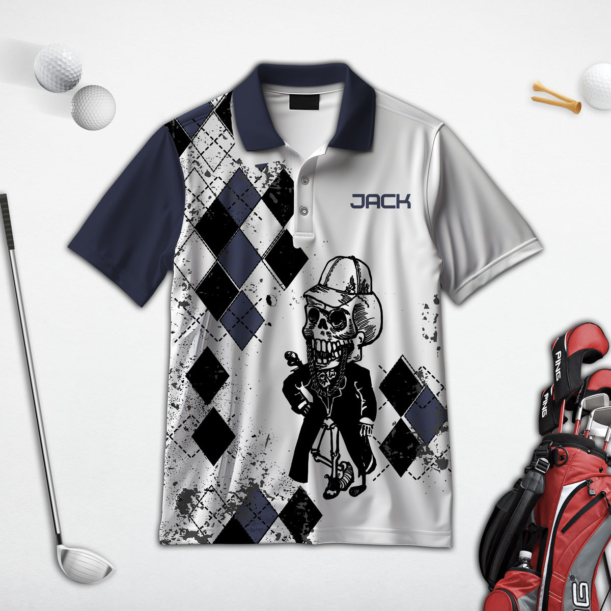 Some Grandpas Take Naps Skeleton Personalized 3D Golf Polo Shirt, Golf Shirt, Gift For Golfers