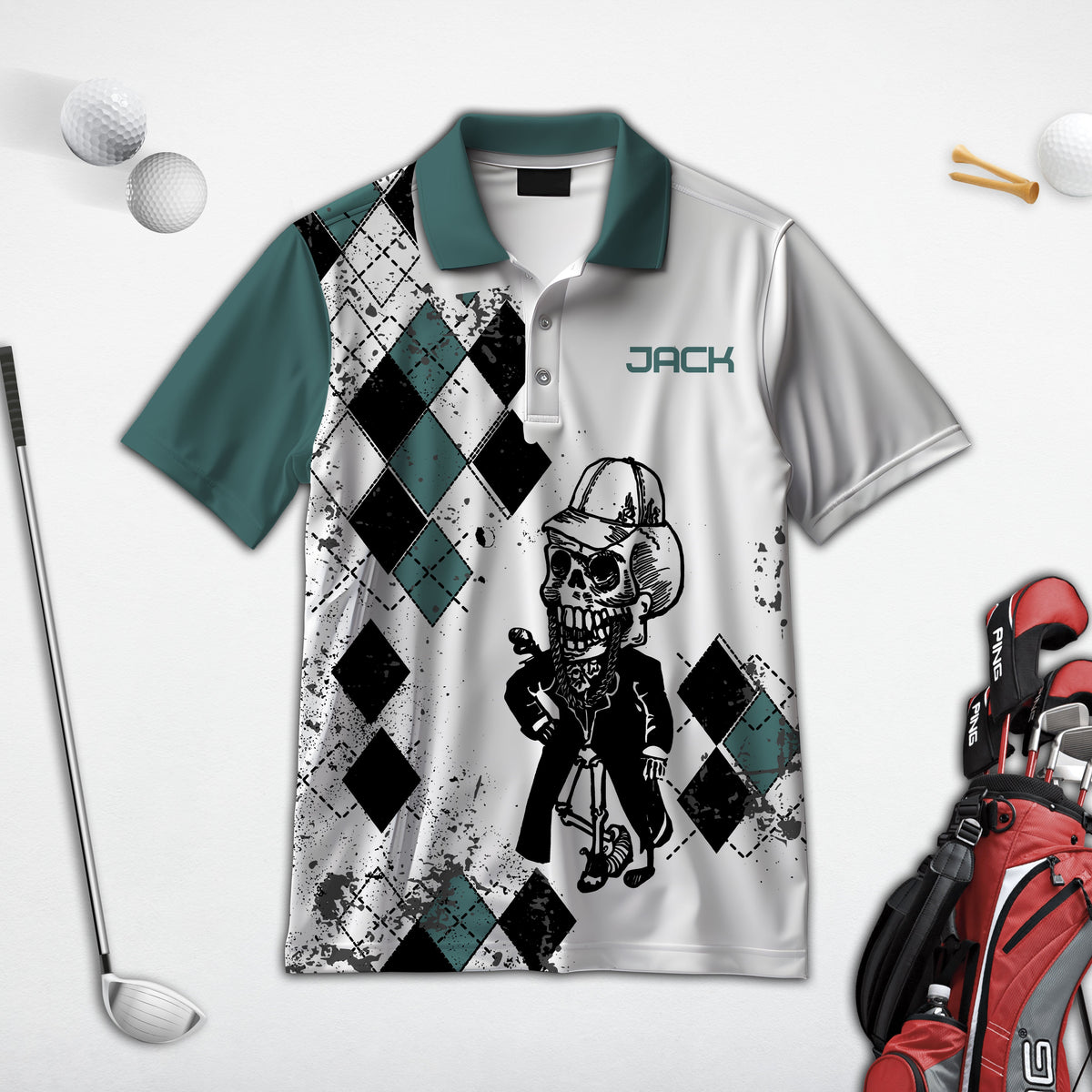Some Grandpas Take Naps Skeleton Personalized 3D Golf Polo Shirt, Golf Shirt, Gift For Golfers