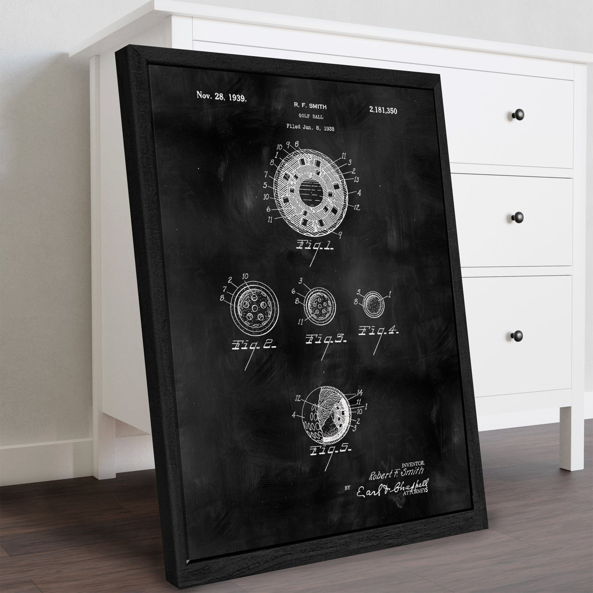 Golf Ball Patent Golf Canvas, Golf Art, Golf Canvas, Gifts For Golf Lovers