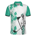 Skeleton Golfer Golf Polo Shirt, Golfing Apparel, Golf Clothing, Mens Golf Gift