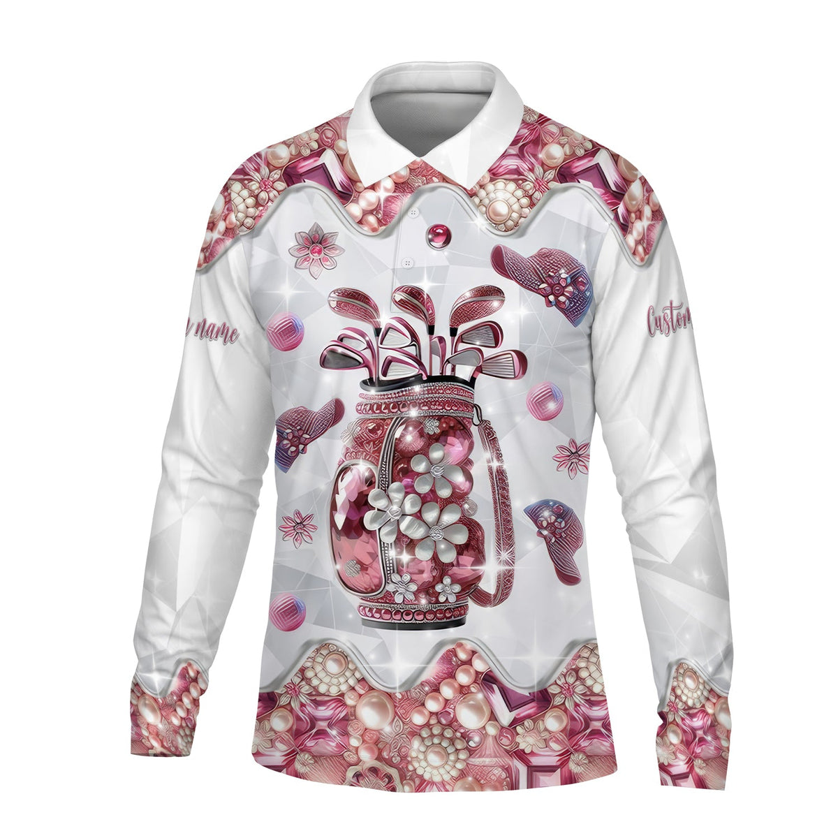 Pink Golf Bag Custom Men's Golf Polo Shirt, Golfing Apparel, Mens Golf Gift, Funny Golf Polos