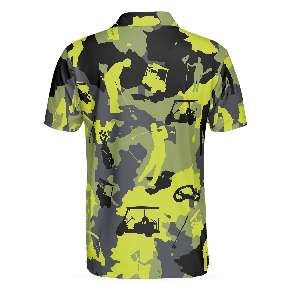 Green And Grey Camouflage Golf Polo Shirt, Golfing Apparel, Golf Clothing, Mens Golf Gift