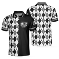 Black And White Argyle Men's Golf Polo Shirt, Golfing Apparel, Mens Golf Gift