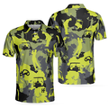 Green And Grey Camouflage Golf Polo Shirt, Golfing Apparel, Golf Clothing, Mens Golf Gift