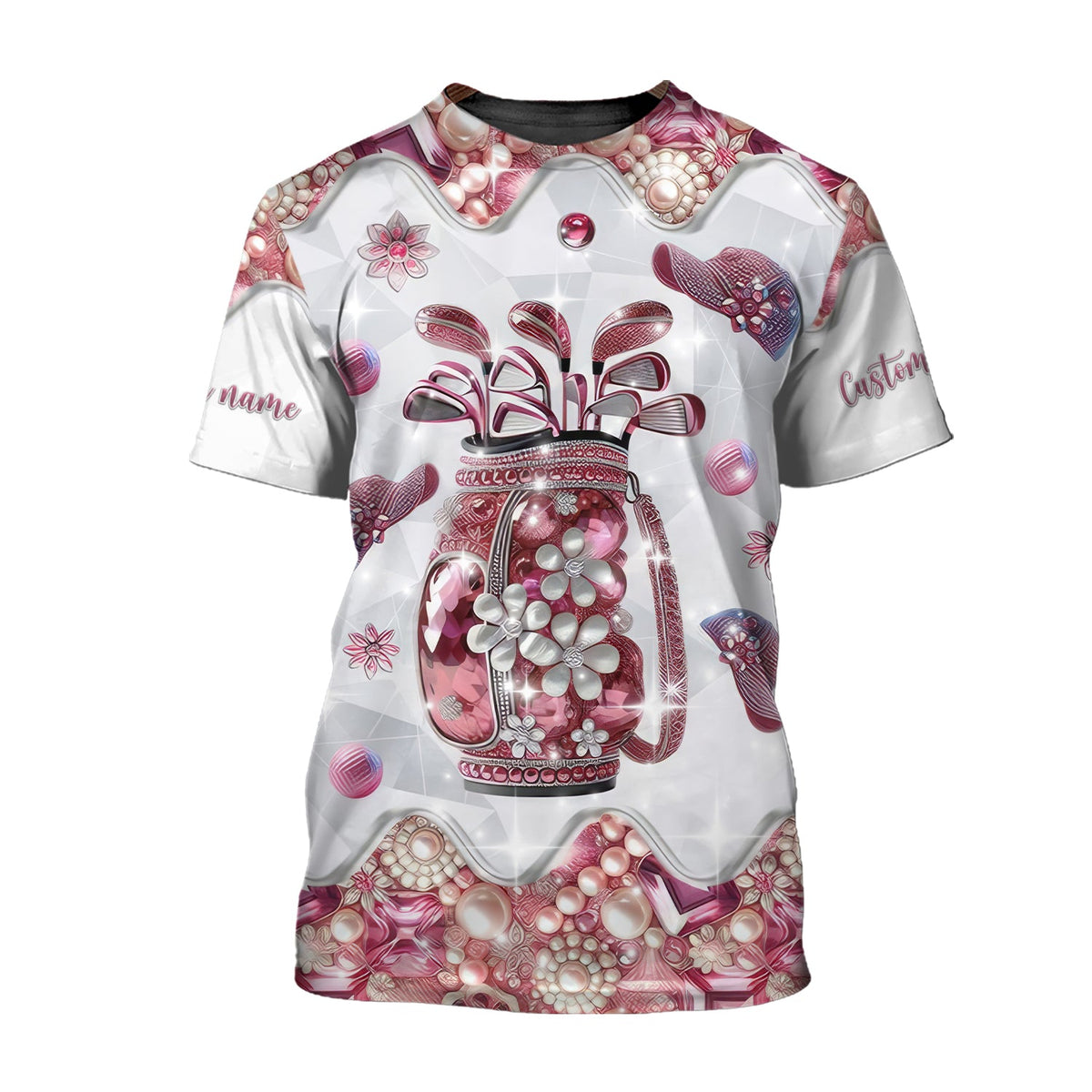 Pink Golf Bag Custom Men's Golf Polo Shirt, Golfing Apparel, Mens Golf Gift, Funny Golf Polos