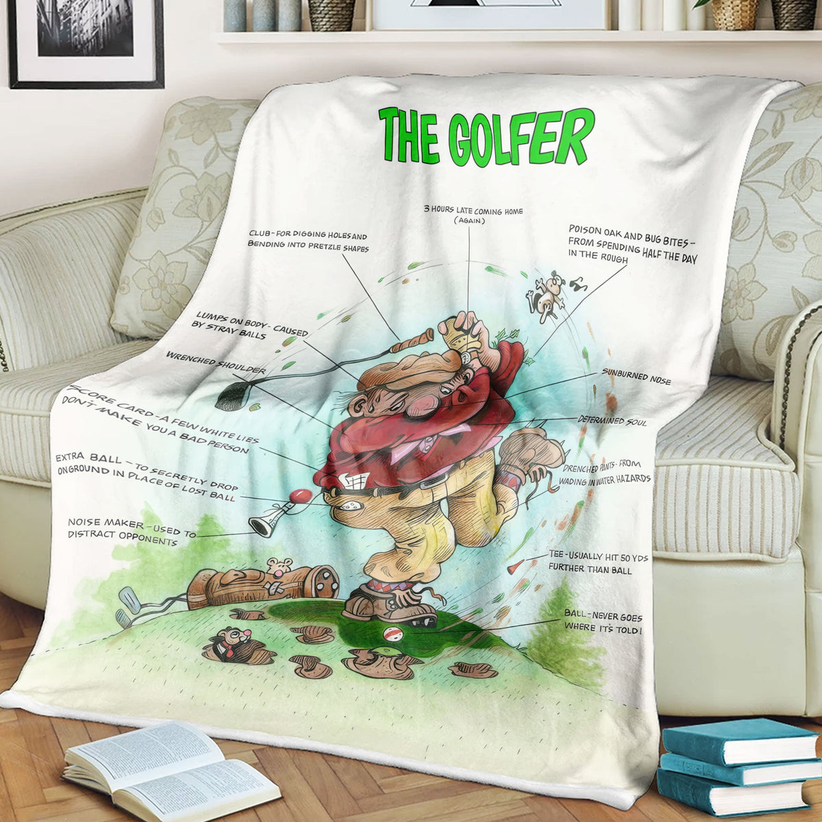 The Golfer Quilt Blanket, Golf Blanket, Gift For Golfers, Golf Gift Ideas