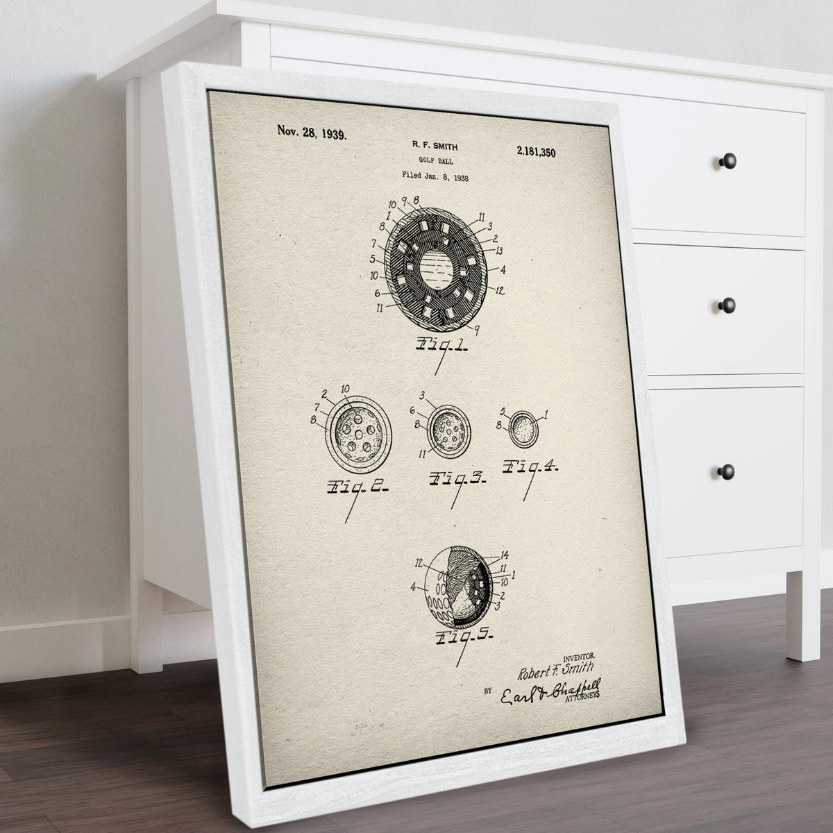 Golf Ball Patent Golf Canvas, Golf Art, Golf Canvas, Gifts For Golf Lovers