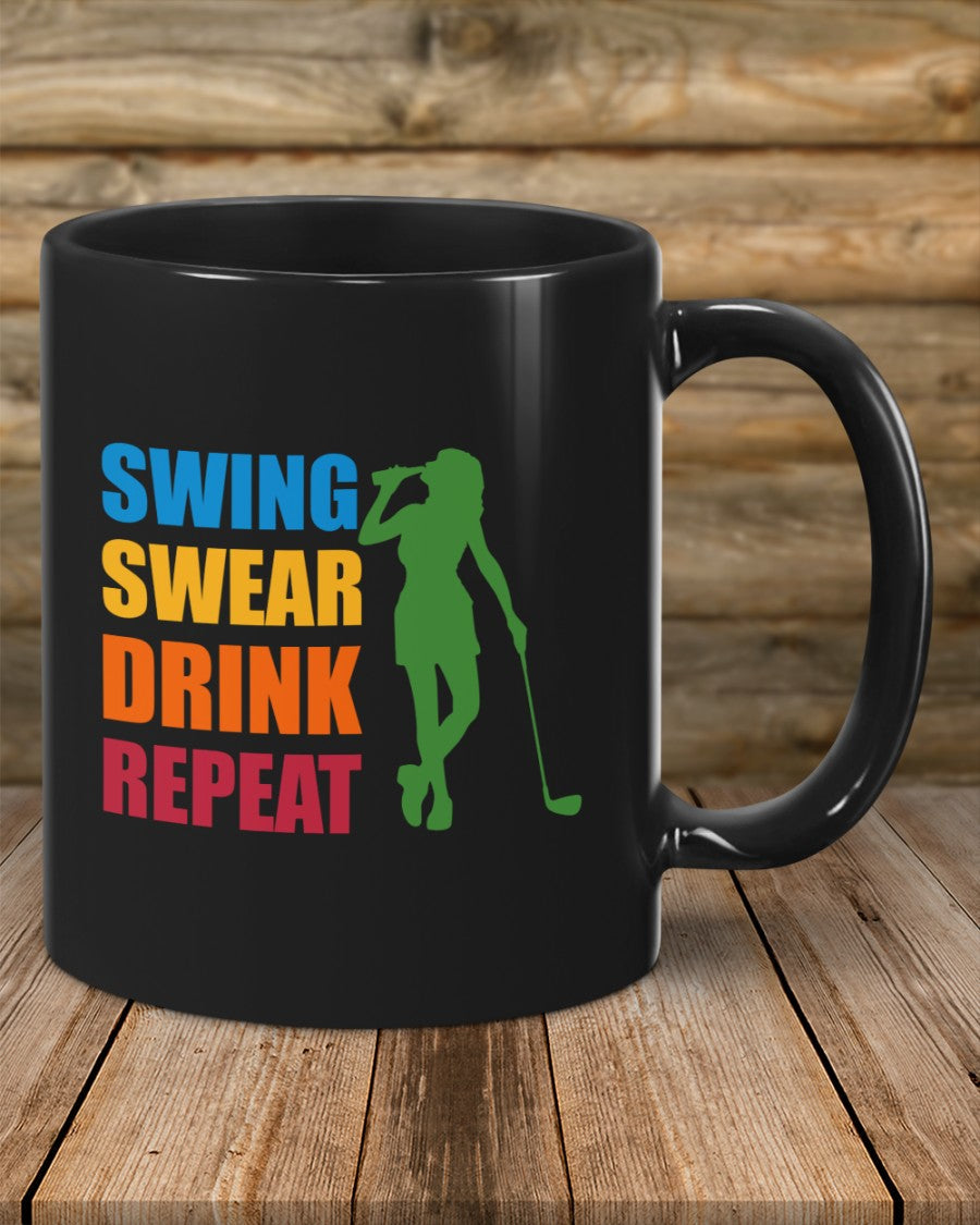 Swing Swear Drink Repeat Golf Coffee Mug, Golf Mug, Gift For Golf Lovers