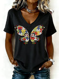 Women's Autism Awareness Printed Casual t-shirt, Autism Awareness Shirt, Autistic Gifts For Adults